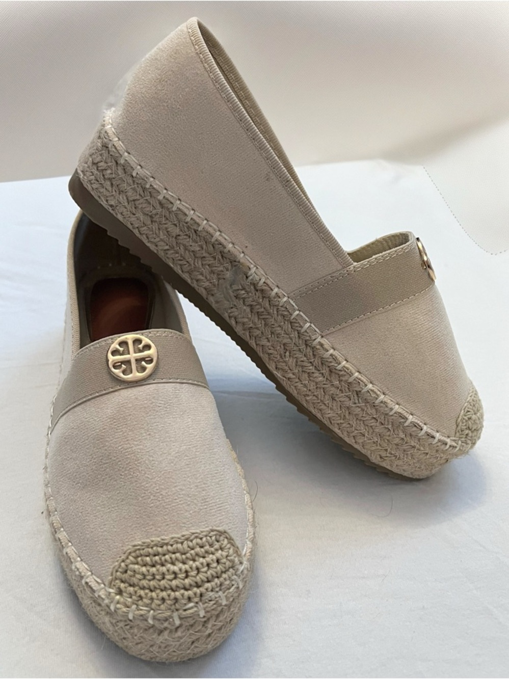 Chic Neutral Espadrille Slip-Ons - Size 7